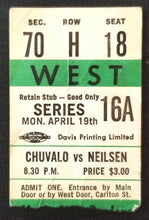 Load image into Gallery viewer, 1965 George Chuvalo vs Bill Neilson TKO Live Heavyweight Boxing Card Ticket Stub
