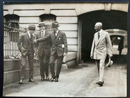 1923 NEA Press Photo Henry Ford + Edsel Ford  Leaving White House President Meet