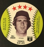 1977 Toronto Blue Jays Bill Singer Baseball Card Promo Detroit Chilly Willee