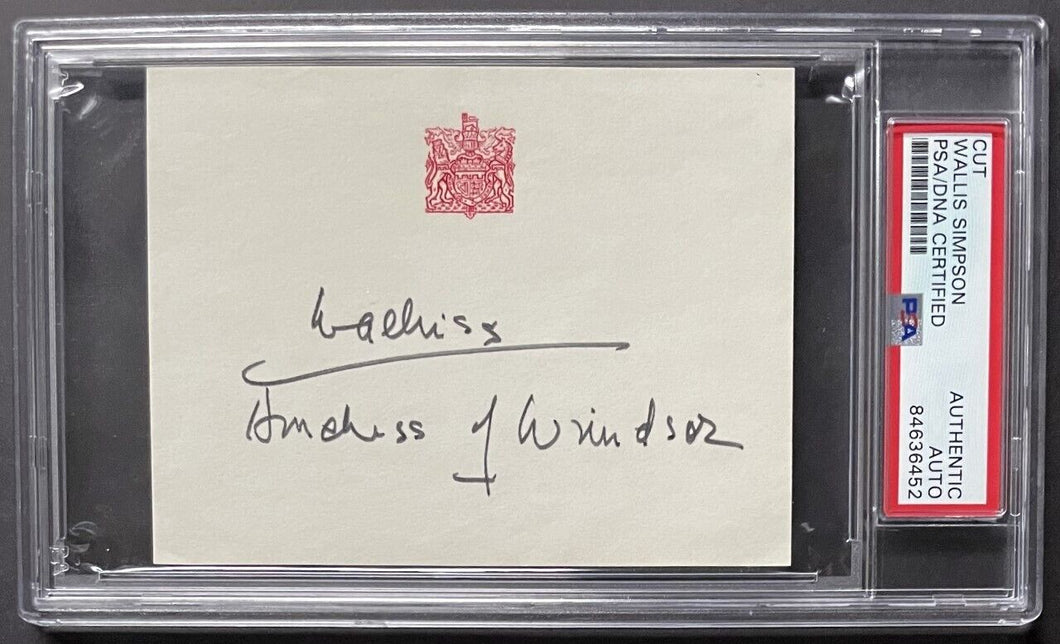 Wallis Duchess Of Windsor Autographed Card Signed Coat Of Arms Imprinted PSA/DNA