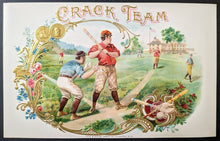 Load image into Gallery viewer, 1890s Crack Team Cigars Label L.E. Neuman + Company Embossed Lithograph Rare

