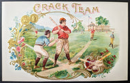 1890s Crack Team Cigars Label L.E. Neuman + Company Embossed Lithograph Rare