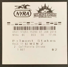 Load image into Gallery viewer, 2014 Belmont Stakes Horse Race Program + $2 Win Ticket On California Chrome
