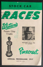 Load image into Gallery viewer, 1957 Pinecrest Speed Way Program Cover Autographed Bill Clemons Driver Signed

