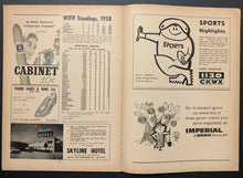 Load image into Gallery viewer, 1959 CFL Program Empire Stadium Vancouver BC Lions Vs Winnipeg Blue Bombers

