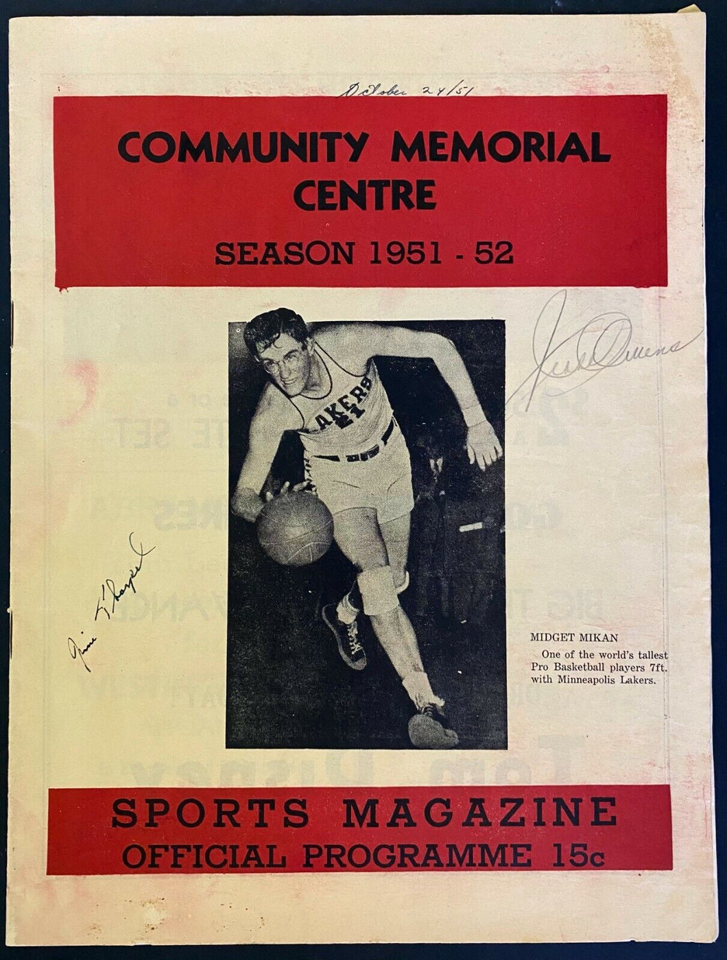 1951 Harlem Globetrotters Program Signed Jesse Owens Olympics Autographed JSA