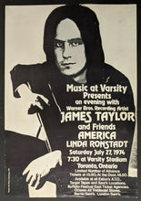 Load image into Gallery viewer, 1974 James Taylor + Friends Concert Poster Varsity Stadium Toronto Music Vintage
