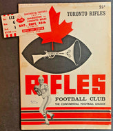 1965 Continental Football League Program + Ticket Toronto Rifles vs Charleston