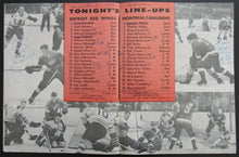 Load image into Gallery viewer, 1961 NHL Hockey Program Detroit Red Wings v Montreal Canadiens Toe Blake Olympia
