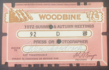 Load image into Gallery viewer, 1972 Woodbine Racetrack Queens Plate 113th Running Program &amp; Press Pass Ticket

