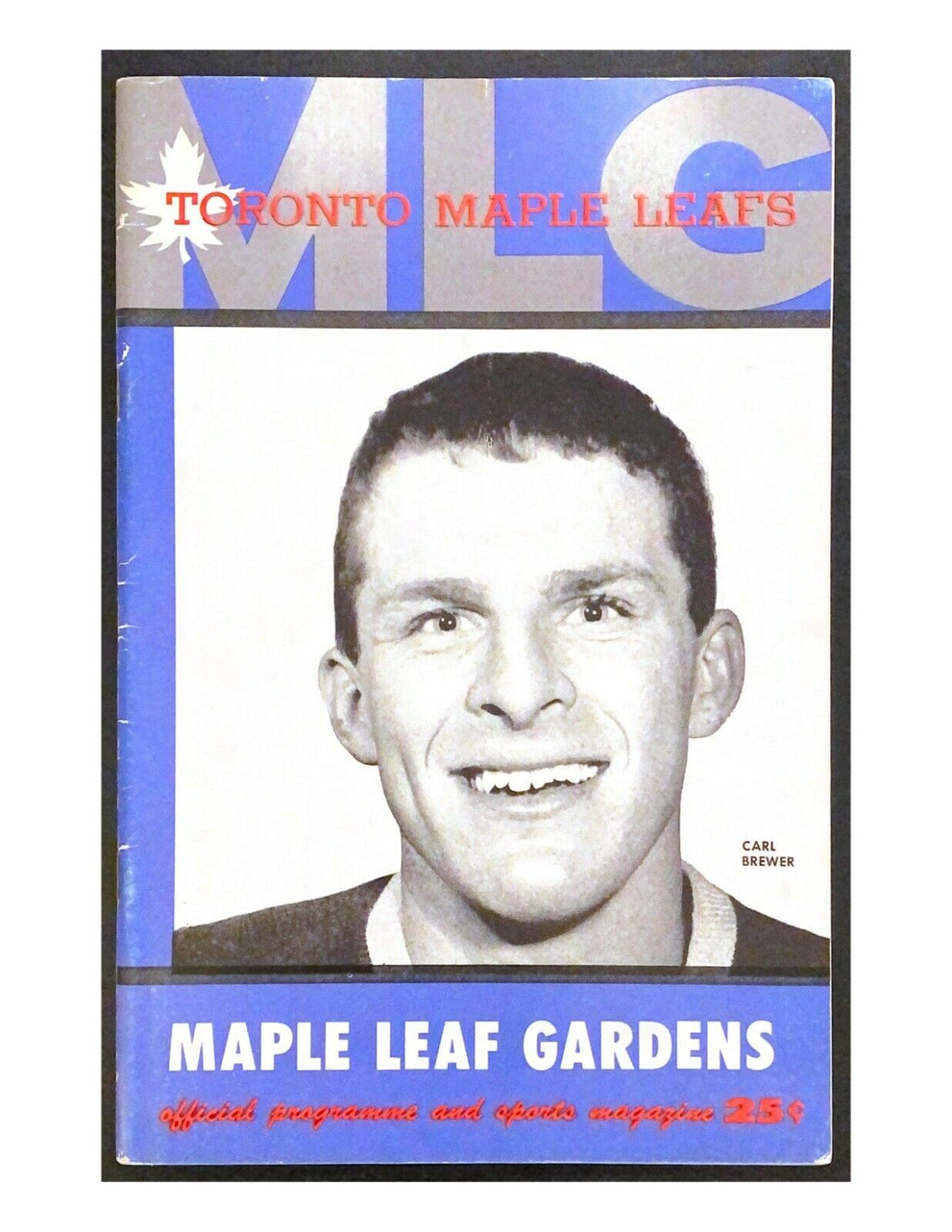 1959 NHL Hockey Program Toronto Maple Leafs v Montreal Canadiens Carl Brewer