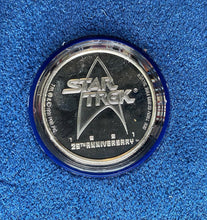 Load image into Gallery viewer, 1991 Star Trek 25th Anny Silver Coin Ltd Ed #2701 Captain Kirk Boxed Set + LOA
