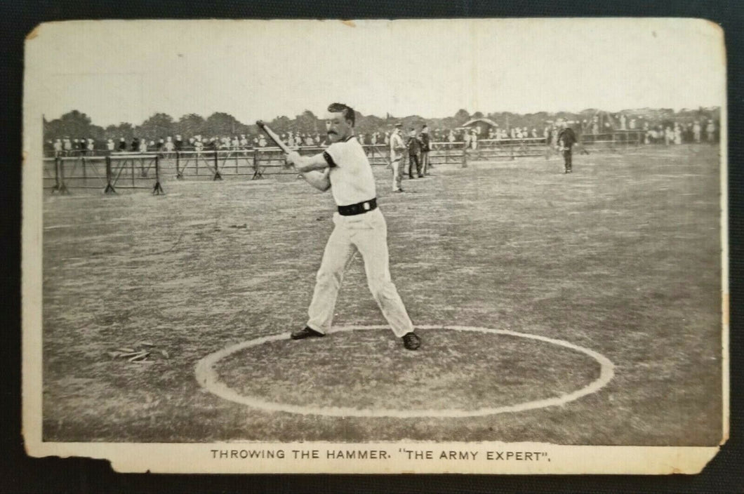 Vintage 1900's Photo Unused Postcard Hammer Thrower England Army Expert