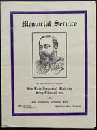1910 King Edward VII Memorial Service 4 Page Historical Program Marks His Death