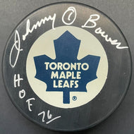 Johnny Bower Autographed Signed Toronto Maple Leafs Official NHL Puck Hockey JSA