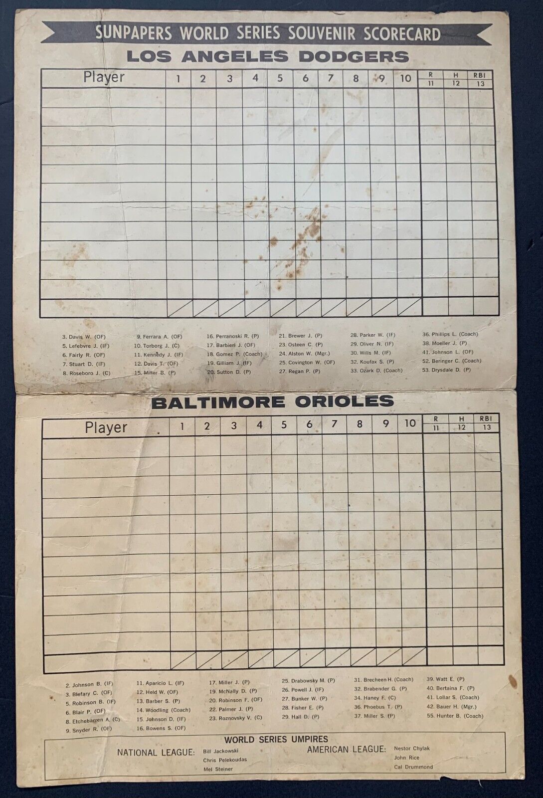 Baltimore Orioles Baseball 1966 Vintage Sports Memorabilia for sale