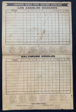 Load image into Gallery viewer, 1966 World Series Scorecard Baltimore Orioles v LA Dodgers MLB Baseball Vintage
