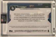 Load image into Gallery viewer, 2020 Topps Now World Series Walker Buehler Auto Base Relic #459A Dodgers 62/99

