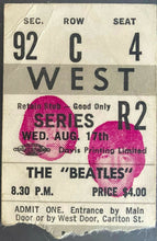 Load image into Gallery viewer, 1966 Maple Leaf Gardens The Beatles Concert Ticket Authenticated icert
