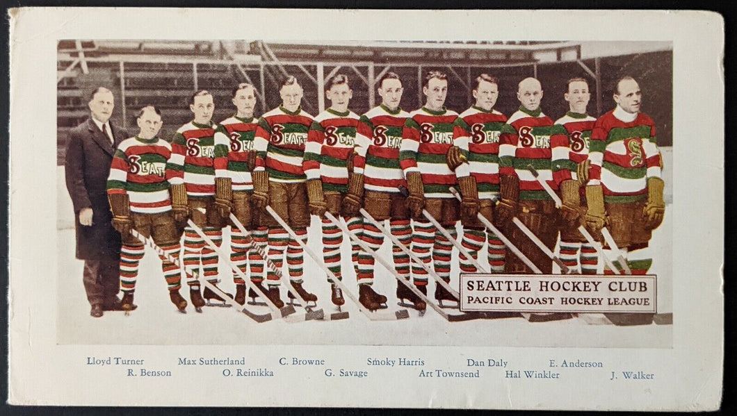 1929-30 Seattle Eskimos Team Photo Christmas Card Vintage Hockey PCHL