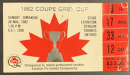 1982 CFL Grey Cup Ticket Exhibition Stadium Toronto Argonauts Edmonton Eskimos