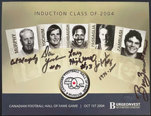 Load image into Gallery viewer, 2004 Canadian Football Hall Of Fame Inductee Promo Sheet Signed x5 CFL HOFers
