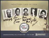 2004 Canadian Football Hall Of Fame Inductee Promo Sheet Signed x5 CFL HOFers