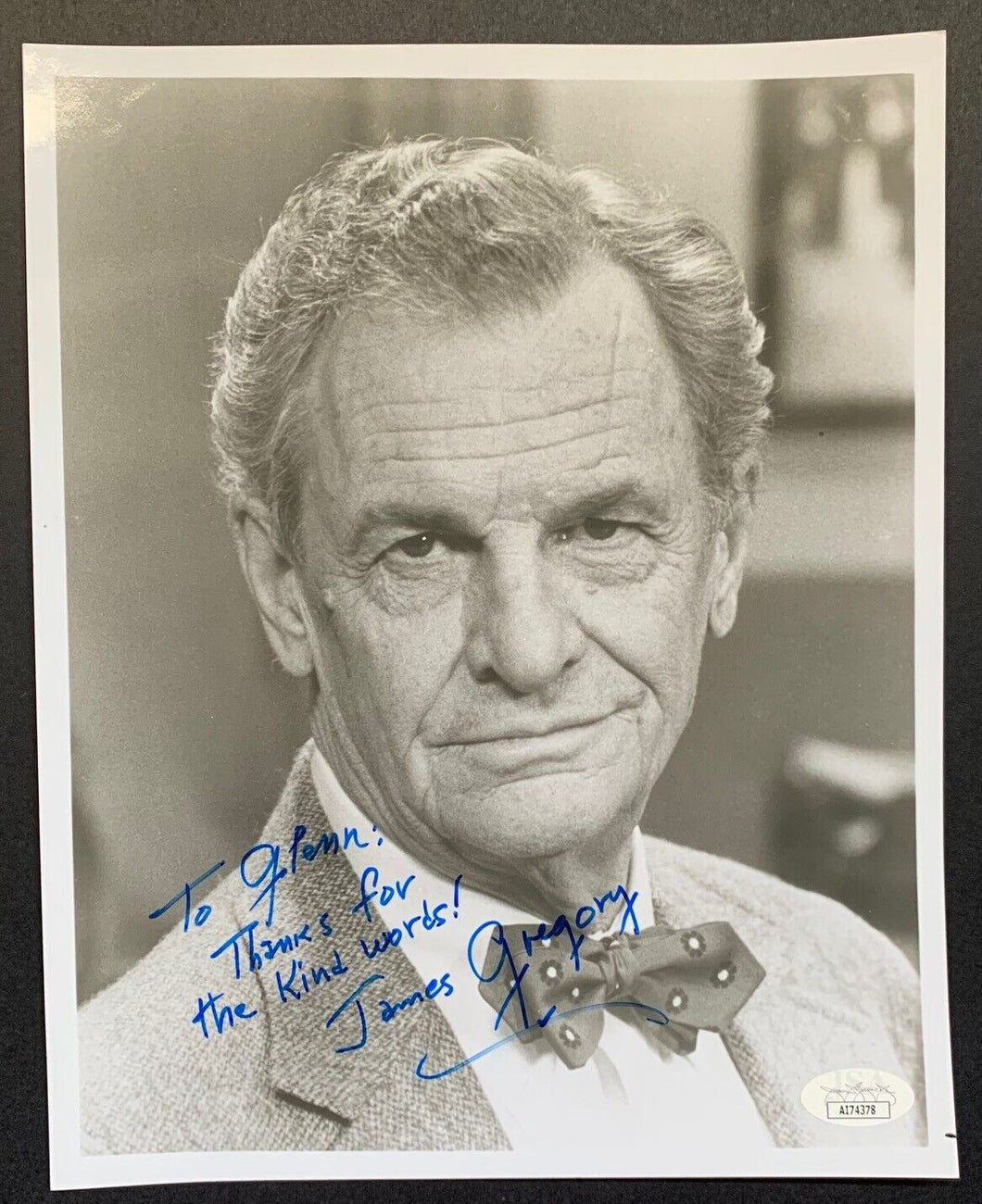 Autographed Signed James Gregory B&W Headshot Photo Celebrity Actors JSA Vintage