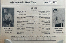 Load image into Gallery viewer, 1955 Archie Moore vs Bobo Olson World Heavyweight Championship Scorecard / Fan
