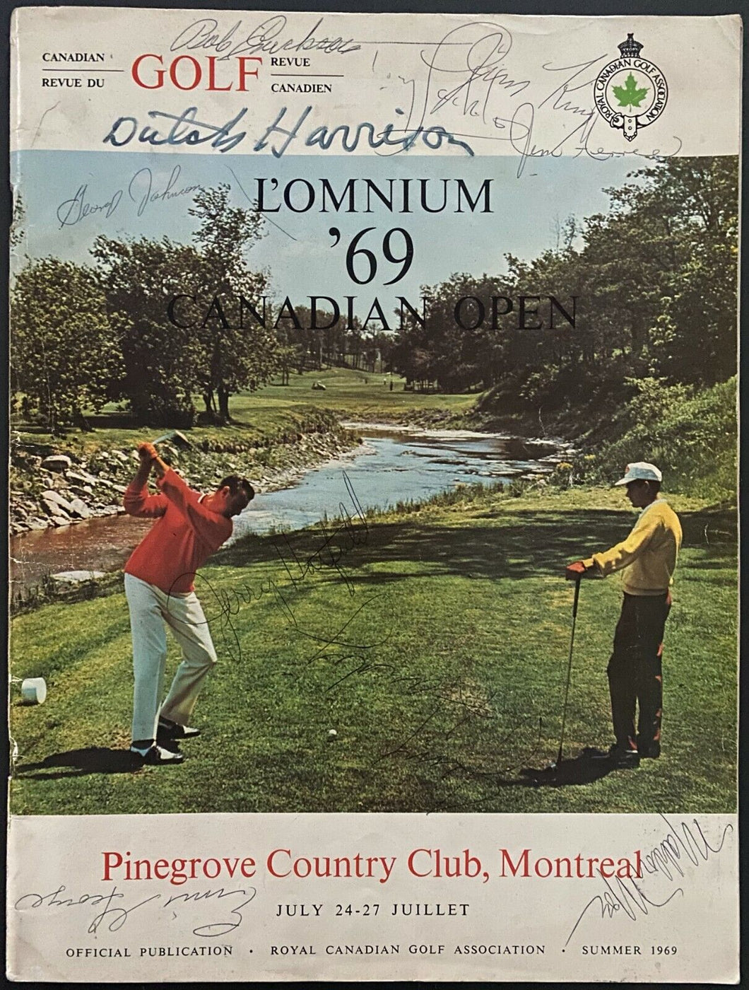 1969 Canadian Open PGA Golf Tournament Program Pinegrove 10 Autographs