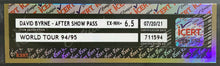Load image into Gallery viewer, 1994-95 David Byrne World Tour Concert After Show Pass iCert EX-NM 6.5
