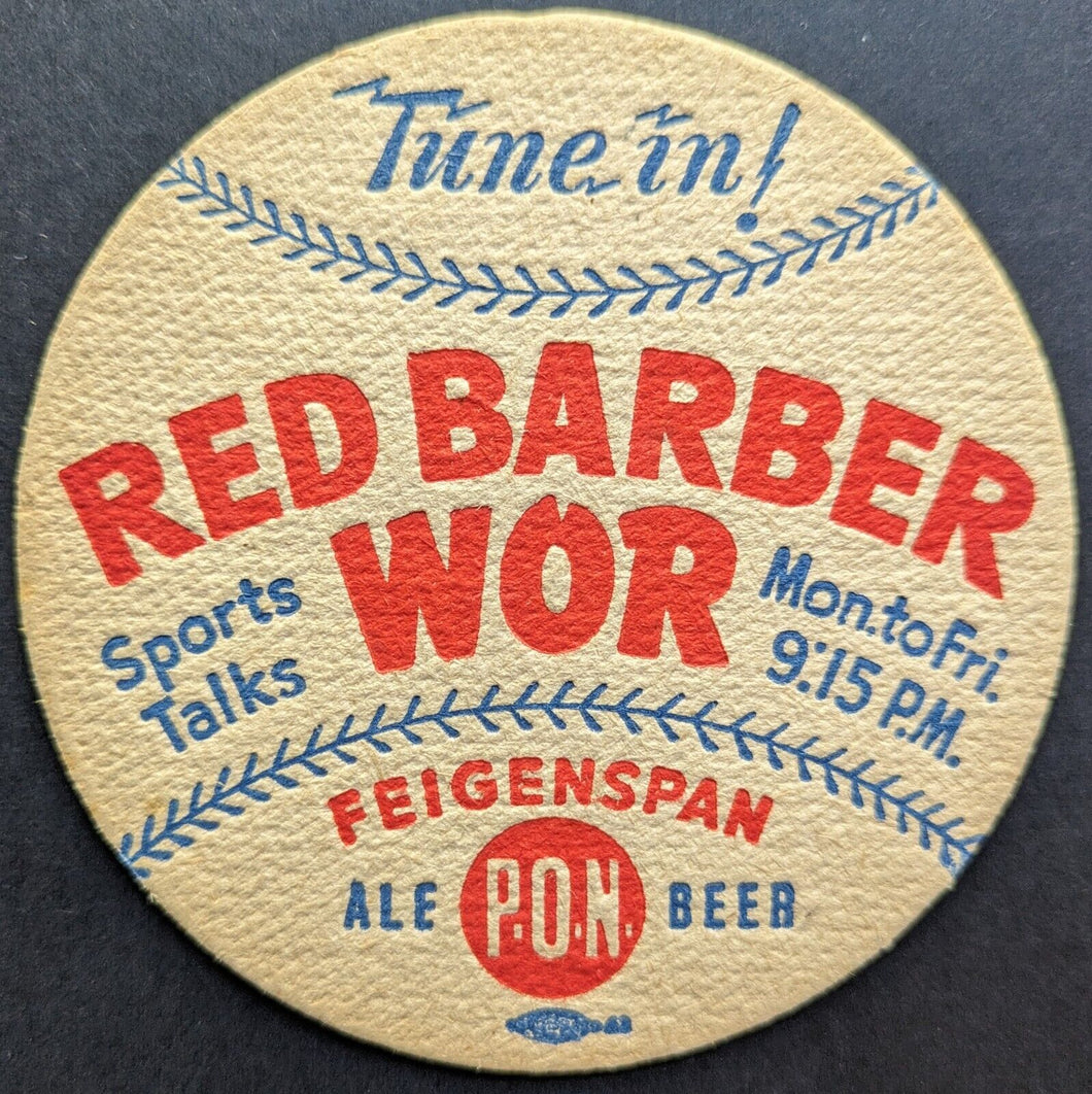 1940s Red Barber Sports Talk Radio Show WOR Promotional Coaster Brooklyn Dodgers