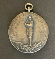 1916 Ottawa Independent City Baseball League Champions Sterling Silver Medal Vtg