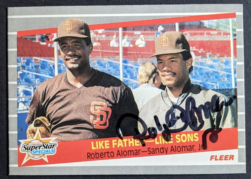 Autographed Signed Roberto Alomar Fleer Baseball Card San Diego Padres MLB VTG
