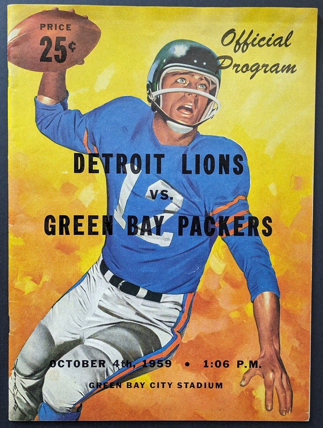 1959 Detroit Lions vs. Green Bay Packers City Stadium NFL Football Program Vtg