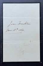 Load image into Gallery viewer, June 18th 1860 Jane Franklin Signed Sheet Autographed Australia Explorers Wife
