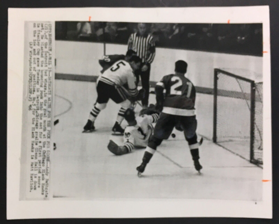 1966 NHL Stanley Cup Playoffs Press Photo Detroit Olympia Red Wings Bathgate