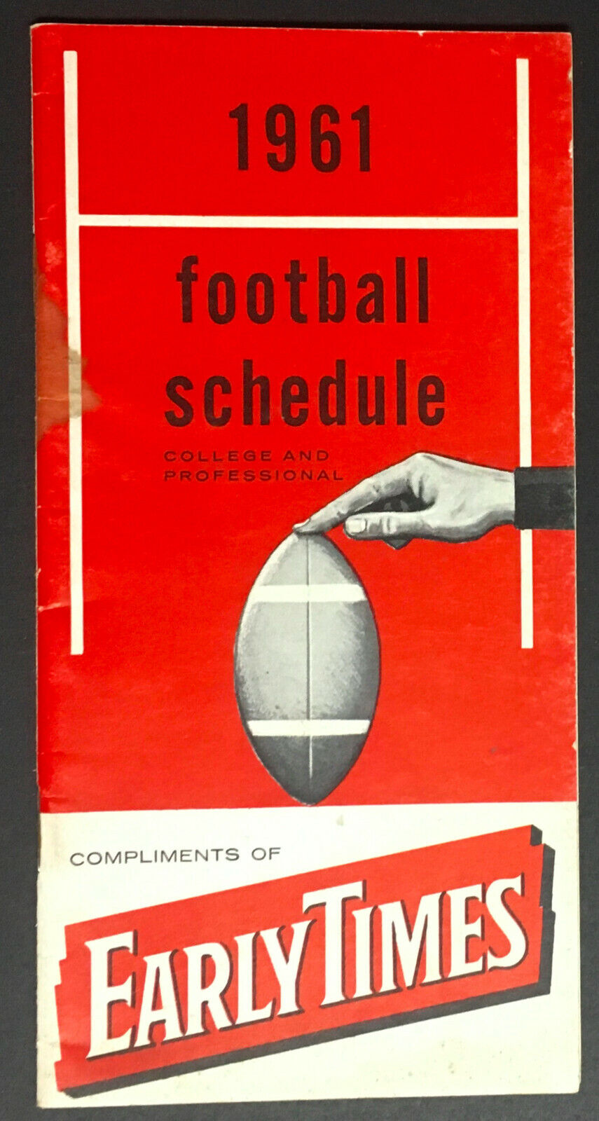 1961 Early Times Whiskey Brand Pro + College Football Schedule Book NCAA Vintage