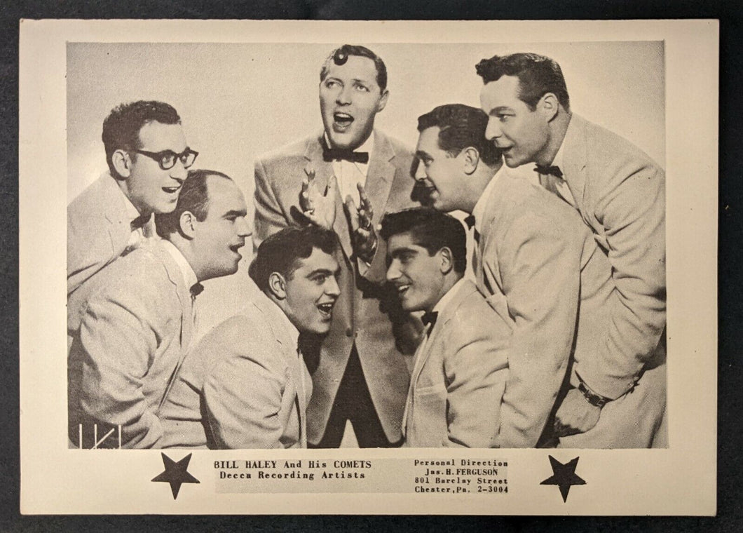 1957 Bill Haley + His Comets Promotional Postcard Music Vintage