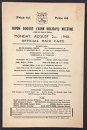 1948 Thoroughbred Horse Racing Program Ripon Racecourse England UK Unscored