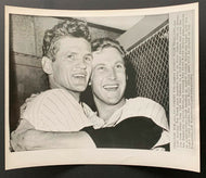 1962 Yankee Stadium World Series Baseball Wire Photo Ralph Terry + Tom Tresh