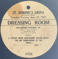 1965 Dressing Room Pass 2nd Cassius Clay vs Sonny Liston Fight Muhammad Ali Rare