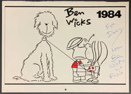 Ben Wicks Cartoonist Signed 1984 Calendar Page Cutout Canadian Illustrator