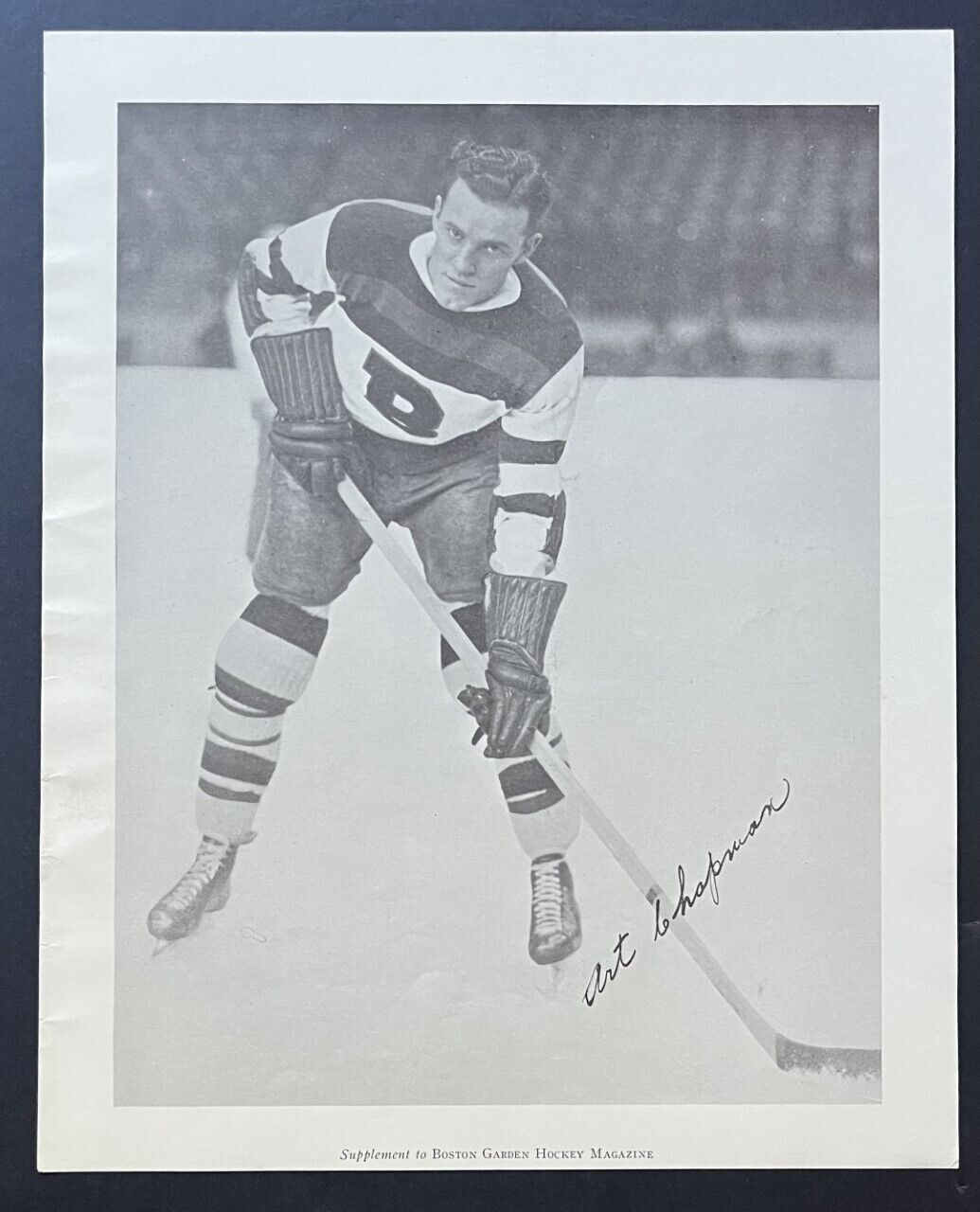 1933-34 Boston Bruins Program Insert NHL Hockey Photo Art Chapman