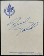 Brad Park Autographed Original Hockey Hall Of Fame Signed Note Page NHL HOF