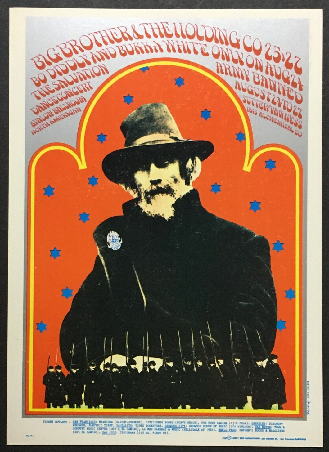 Original 1967 Big Brother And The Holding Co Bo Diddley Postcard Family Dog