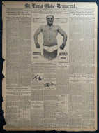 1909 St. Louis Globe Democrat Newspaper Sports Page James J. Jeffries Pictured