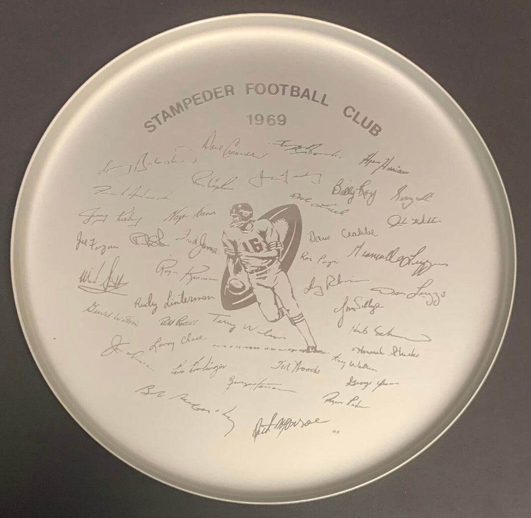 1969 Calgary Stampeders CFL Fotball Boosters Dinner Gift Facsimile Signed