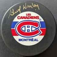 Gump Worsley Autographed Les Canadiens Montreal Hockey Puck Signed NHL JSA COA