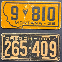 Load image into Gallery viewer, 1937 The Goudey Gum Trading Cards Montana + Oregon License Plates Vintage

